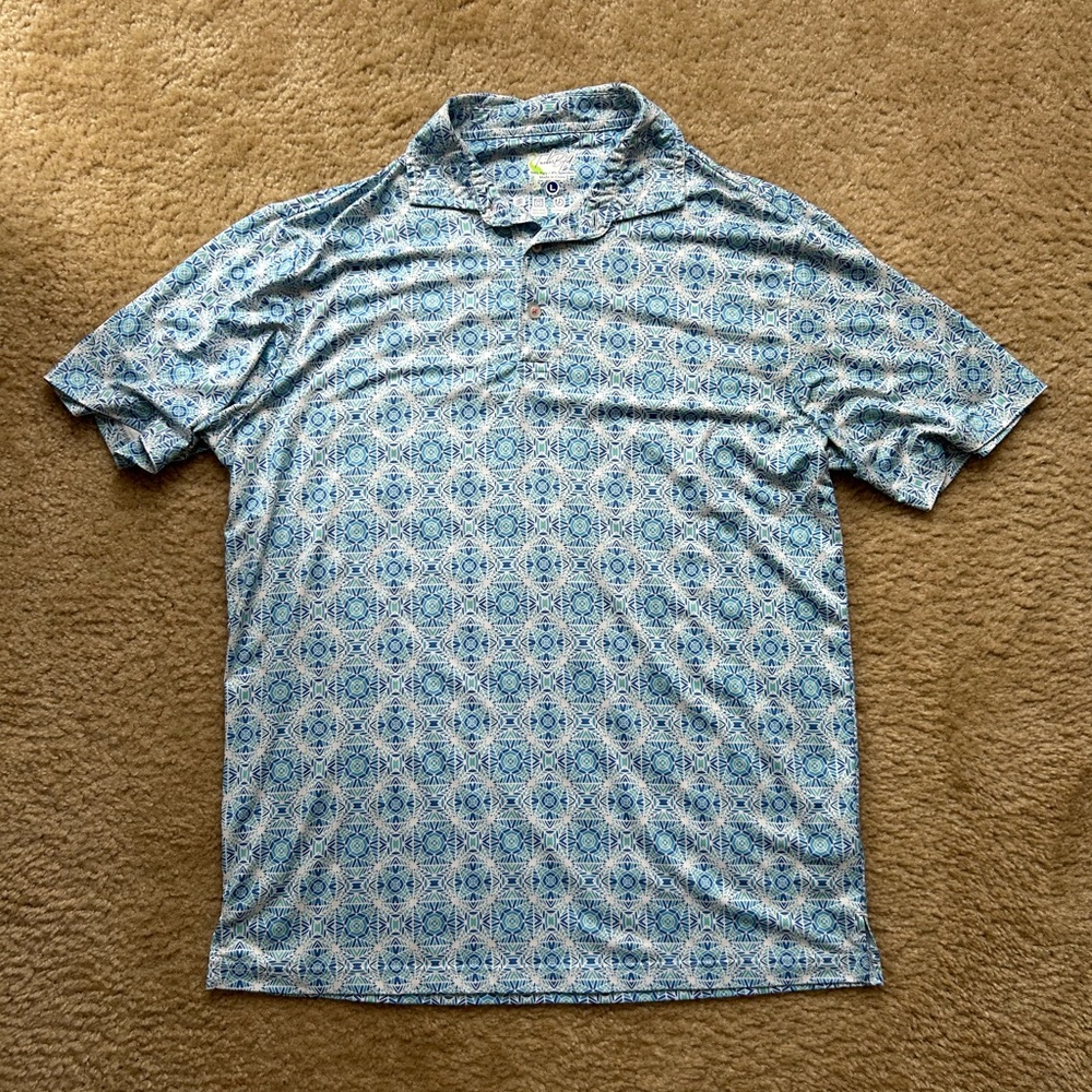 Men's Blue Patterned Tailorbyrd Polo Shirt